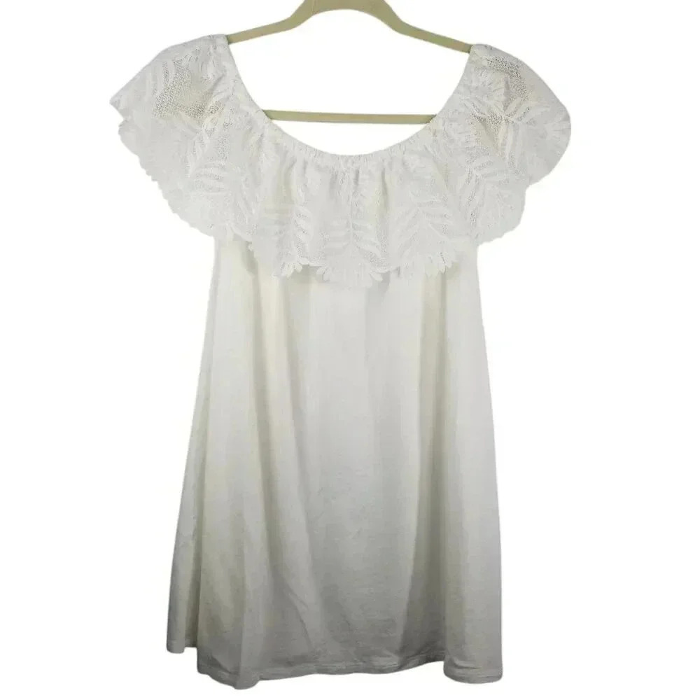 Women's Ivory Cotton Blend Cottagegore Prairie Peasant Romantic Top Sz 22/24